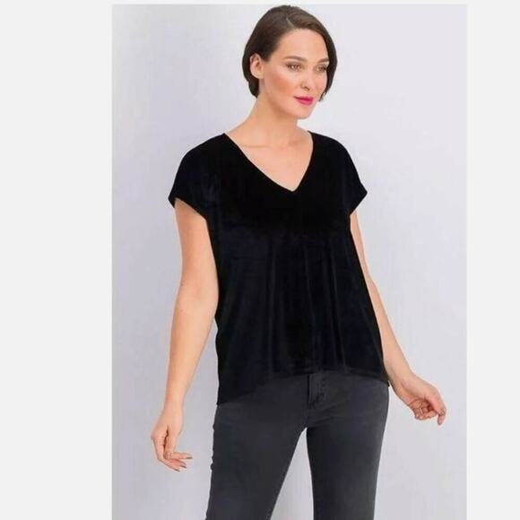 NWT 41 Hawthorn Black Velvet Relaxed Blouse - Picture 1 of 8